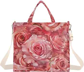 Amazon.com: Pink Rose Pattern Tote Bag for Women Large